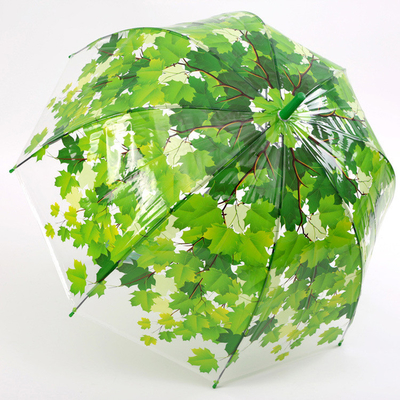 Long Handle Straight Umbrella with Maple Leaf Apollo Transparent Material Design