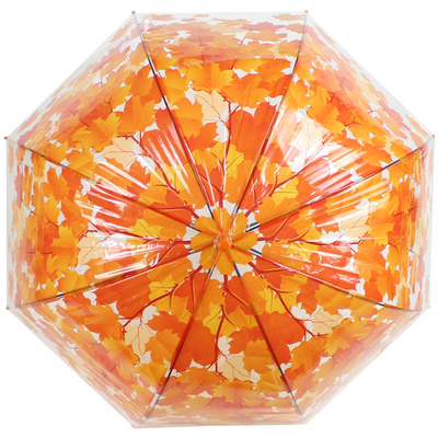 Long Handle Straight Umbrella with Maple Leaf Apollo Transparent Material Design