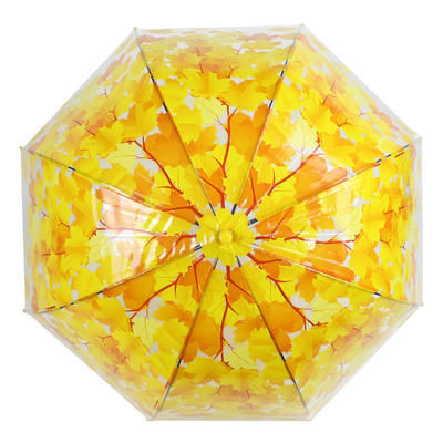 Long Handle Straight Umbrella with Maple Leaf Apollo Transparent Material Design
