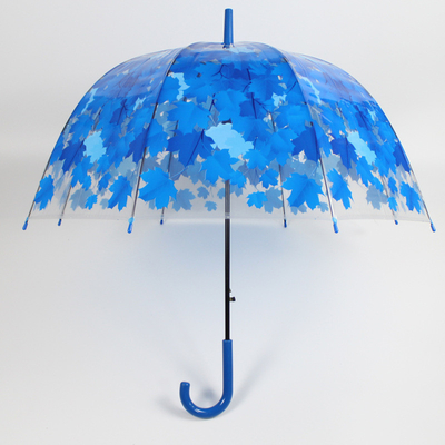 Long Handle Straight Umbrella with Maple Leaf Apollo Transparent Material Design