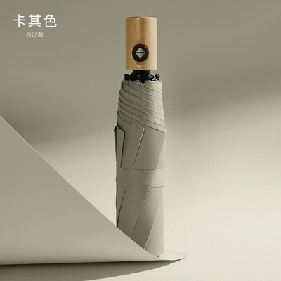 Wood Handle Three-fold Umbrella for Women Auto Open/Close Three-fold Design Style