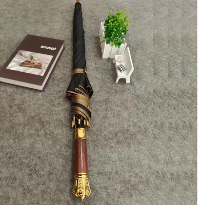 Travel Occasion Marbleized Handle Umbrella in Golden and Black with Custom Print