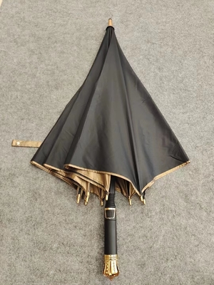 Travel Occasion Marbleized Handle Umbrella in Golden and Black with Custom Print