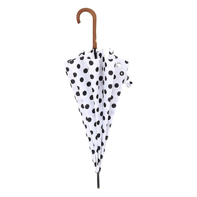 Long Handle Printed Umbrella with Solid Wood Curved Handle and 190T-50D Pongee Fabric