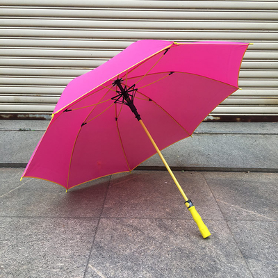 Direct Semi-automatic Long Handle Golf Umbrella with Contemporary Color Fiber Design