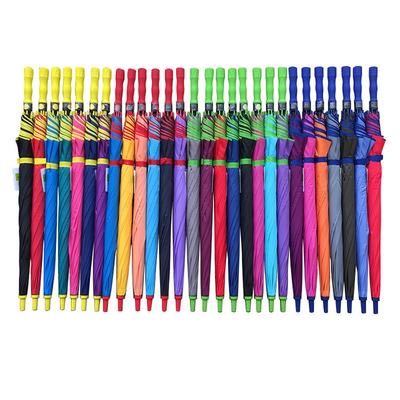 Direct Semi-automatic Long Handle Golf Umbrella with Contemporary Color Fiber Design