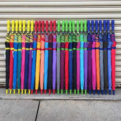 Direct Semi-automatic Long Handle Golf Umbrella with Contemporary Color Fiber Design