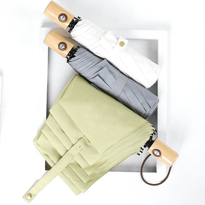 Japanese Art Fan Three-Fold Anti-Wind Wooden Handle Umbrella for Strong Protection