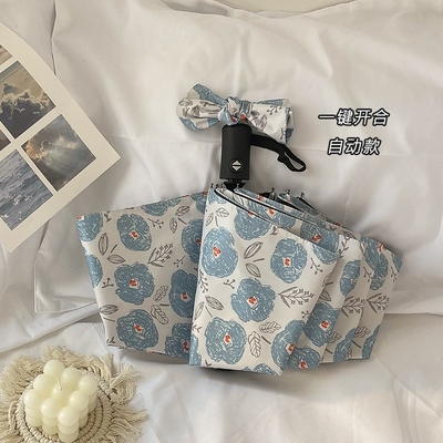 Customized Appearance Level Blue Flowers Sunshade Sunblock Umbrella with Metal Frame