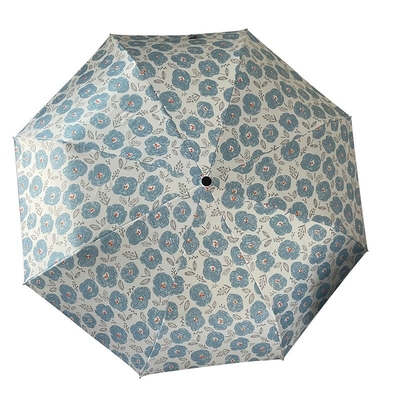 Customized Appearance Level Blue Flowers Sunshade Sunblock Umbrella with Metal Frame