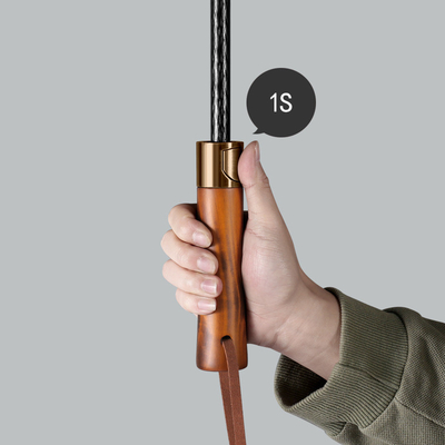 Fibreglass Shaft Wood Auto Straight Umbrella Windproof Male and Female Large Long Handle