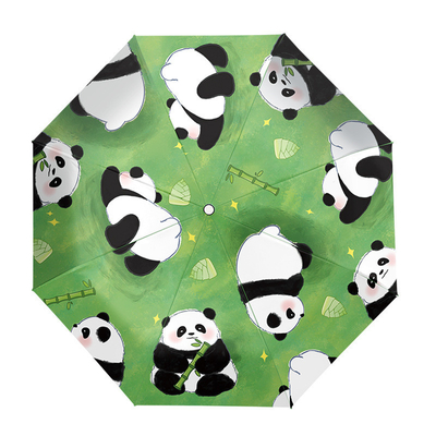 Fully-automatic Panda Design Umbrella for Children and Adults 3 Fold Auto Open Waterproof
