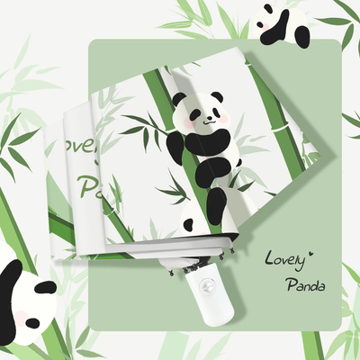 Fully-automatic Panda Design Umbrella for Children and Adults 3 Fold Auto Open Waterproof