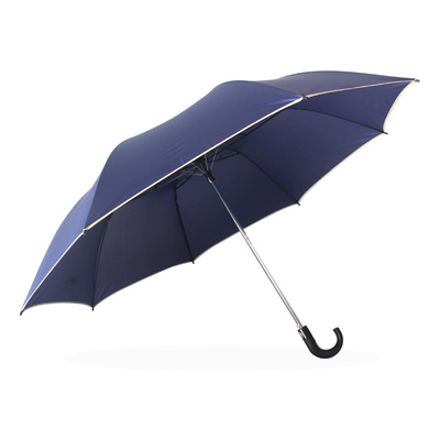 27 inch Semi Auto Open J Shape Plastic Handle 2 Folding Umbrella Windproof and Durable