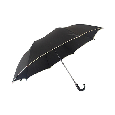27 inch Semi Auto Open J Shape Plastic Handle 2 Folding Umbrella Windproof and Durable