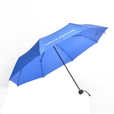 Custom Logo Three-folding Umbrella Polyester Rain and Sun Folded Parasol for Travel Supply