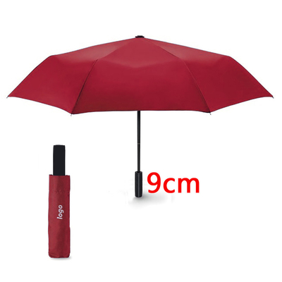 210T Polyester Three-folding Umbrella with ABS Plastic Handle and Waterproof Fabric
