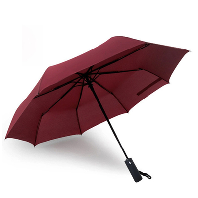 210T Polyester Three-folding Umbrella with ABS Plastic Handle and Waterproof Fabric