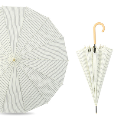 23inch*8k Adults Wooden Hook Umbrella with Simple Minimanist Design and Personalized Print