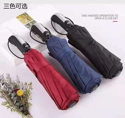 Custom Logo Dark Red Triple Fold Umbrella for Advertising or Gifts All in 1 Function