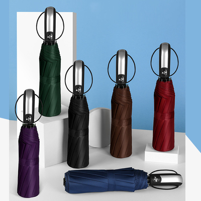 Custom Logo Dark Red Triple Fold Umbrella for Advertising or Gifts All in 1 Function