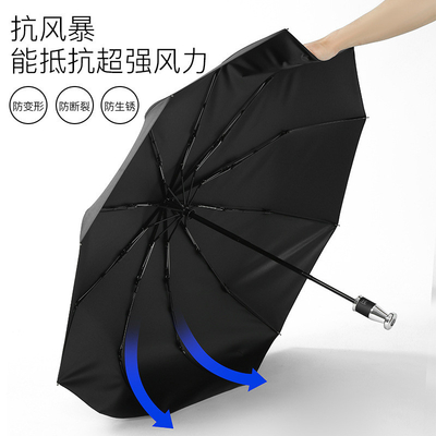 Custom Logo Strong Frame Automatic Folding Umbrellas for Rain and Sun Protection