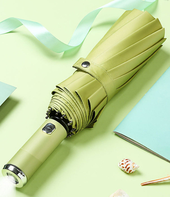Customized Designs Accepted Windproof Three-Folding Automatic Umbrella with LED Flashlight