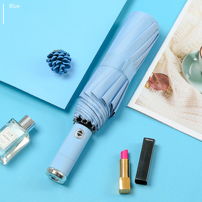 Customized Designs Accepted Windproof Three-Folding Automatic Umbrella with LED Flashlight