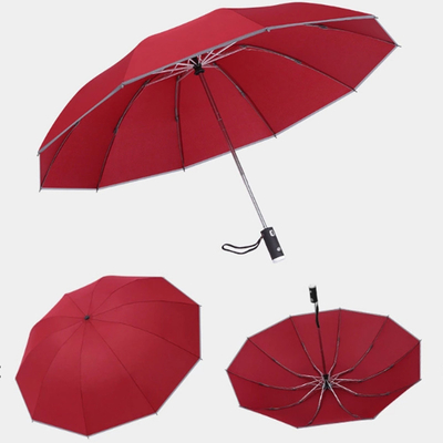 Customized Designs Accepted Windproof Three-Folding Automatic Umbrella with LED Flashlight