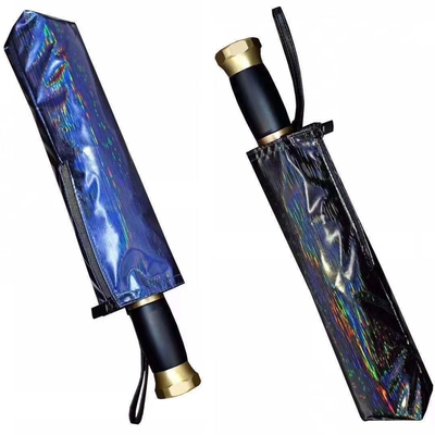 Customization Logo Printed Windproof Umbrellas Alloy Handle Magic Three Fold Umbrella