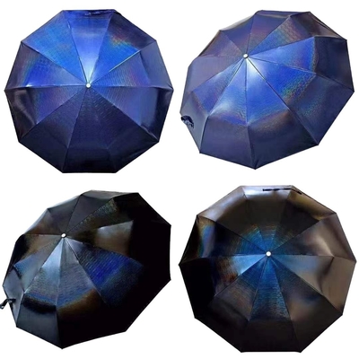 Customization Logo Printed Windproof Umbrellas Alloy Handle Magic Three Fold Umbrella