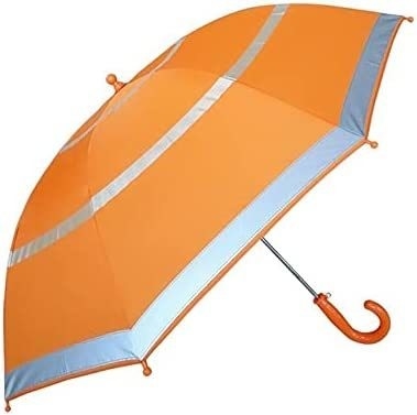 Kids' Blue Windproof and Rainproof Reflective Umbrella Straight Design Fiberglass Ribs