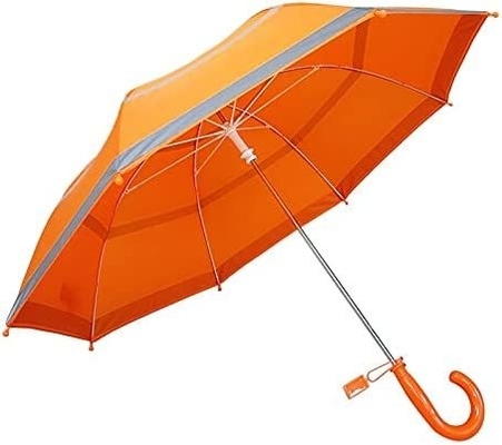 Kids' Blue Windproof and Rainproof Reflective Umbrella Straight Design Fiberglass Ribs