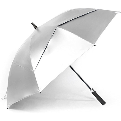 Windproof UV Blocking Golf Umbrella with All-fiber Ribs and False Double Layer Design
