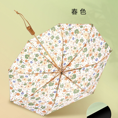Unique Three Fold Sun and Rain Protection Umbrella with Silver Titanium Rubber Design