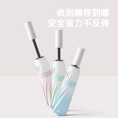 Three-folding Gradient Umbrella with Customized Logo Automatic Sunblock Windproof Paraguas