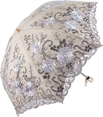 190T Pongee Fabric Umbrella Fully-automatic Battenburg Lace for Vintage 3D Performance