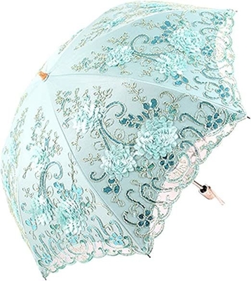 190T Pongee Fabric Umbrella Fully-automatic Battenburg Lace for Vintage 3D Performance