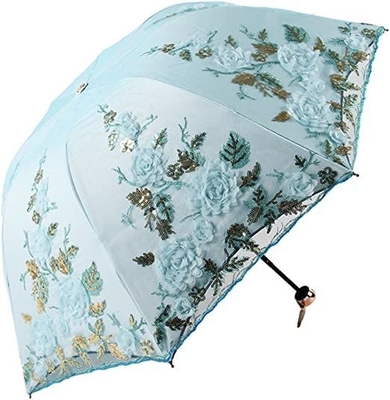 190T Pongee Fabric Umbrella Fully-automatic Battenburg Lace for Vintage 3D Performance