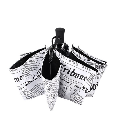 Newspaper Printing Umbrella with Customized Logo 3 Fold UV Resistant Fiberglass Frame