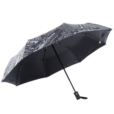 Newspaper Printing Umbrella with Customized Logo 3 Fold UV Resistant Fiberglass Frame