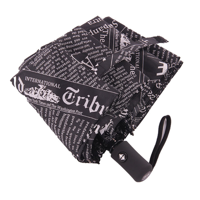 Newspaper Printing Umbrella with Customized Logo 3 Fold UV Resistant Fiberglass Frame