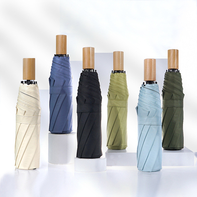 Wooden Handle Design Customizable Advertising Umbrella Minimalist Style Dual Umbrella