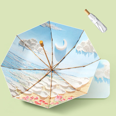 Foldable Advertising Umbrella Magic DIY Oil Painting Art for Female Sun Protection