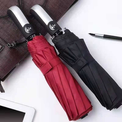 Fully-Automatic Custom Logo Printed 3 Foldable Umbrella for UV Block and Rainproof