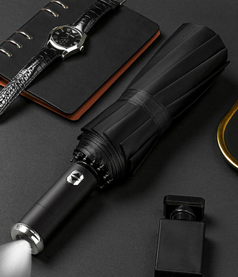 23 Inches*10k Fully Automatic Folding Umbrella with 180Rotating LED Flashlight Handle