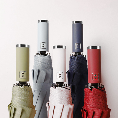 Customized Logo Printed UV Block Windproof Minimalism Style Rubber Coated Handle Umbrella