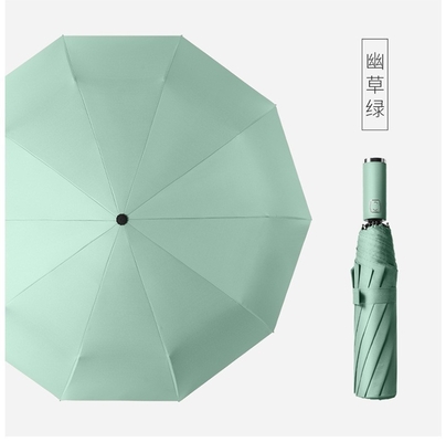 Personalized Logo Printed Auto Open 3 Fold Business Umbrella with Rubber Coated Handle