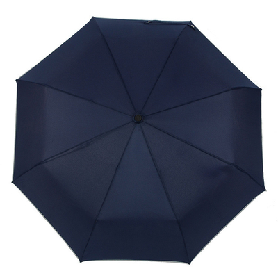 Adults 3 Fold LED Flashlight Handle Umbrella with Reflective Strip and Windproof Cover