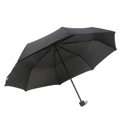 8k Anti UV Waterproof Three Folding Umbrella with Manual Control Plastic Handle Pongee Panel Material
